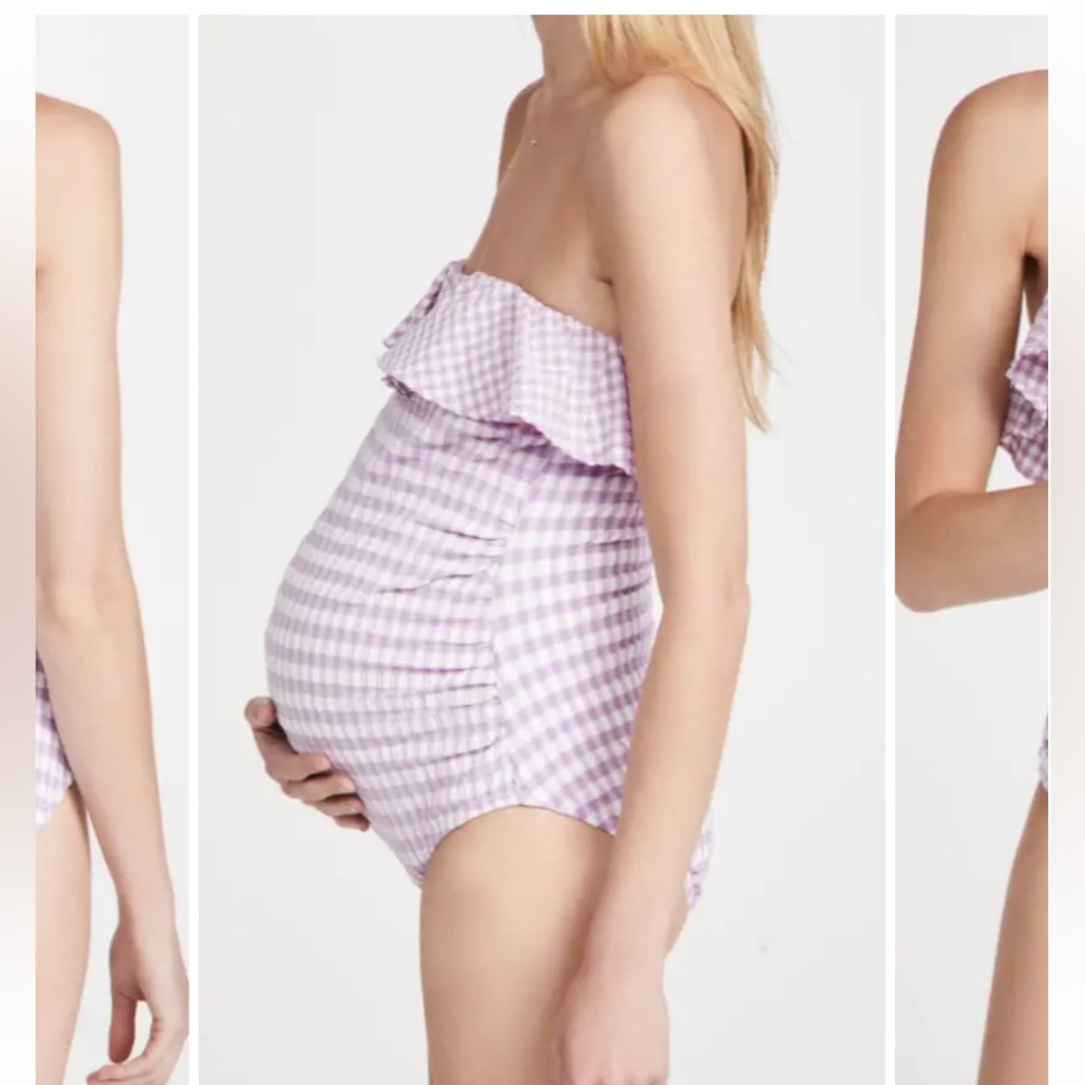 Hatch Strapless Onepiece Size Large Lavender Gingham